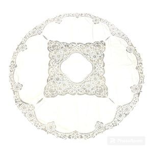 Gorgeous Vintage Battenburg Lace 63” Round Tablecloth